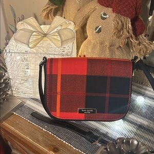 Kate Spade Red and Black Plaid Crossbody Bag
